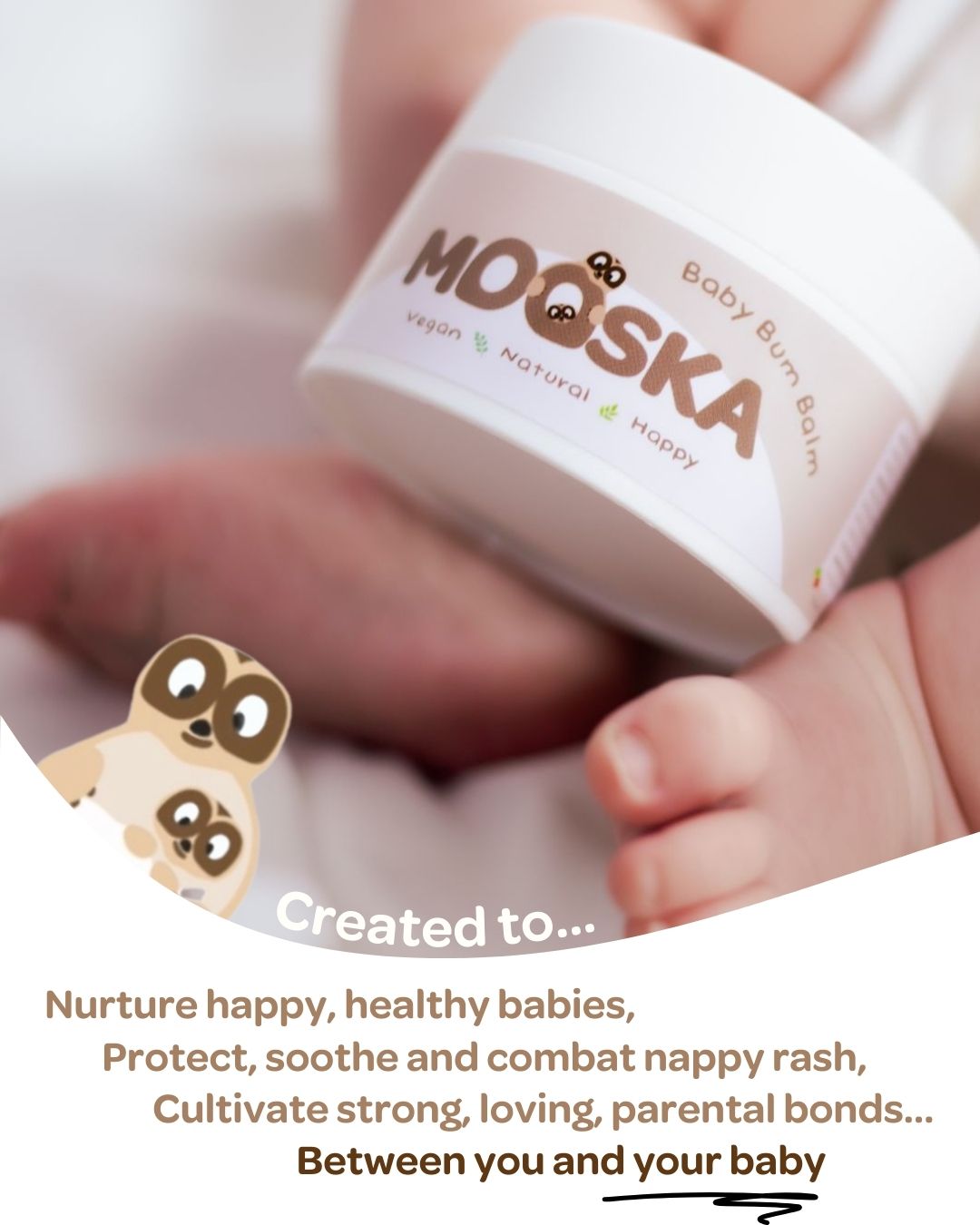 Baby Bum Balm - Natural Nappy Rash Cream, Vegan Baby Skincare, Mooska