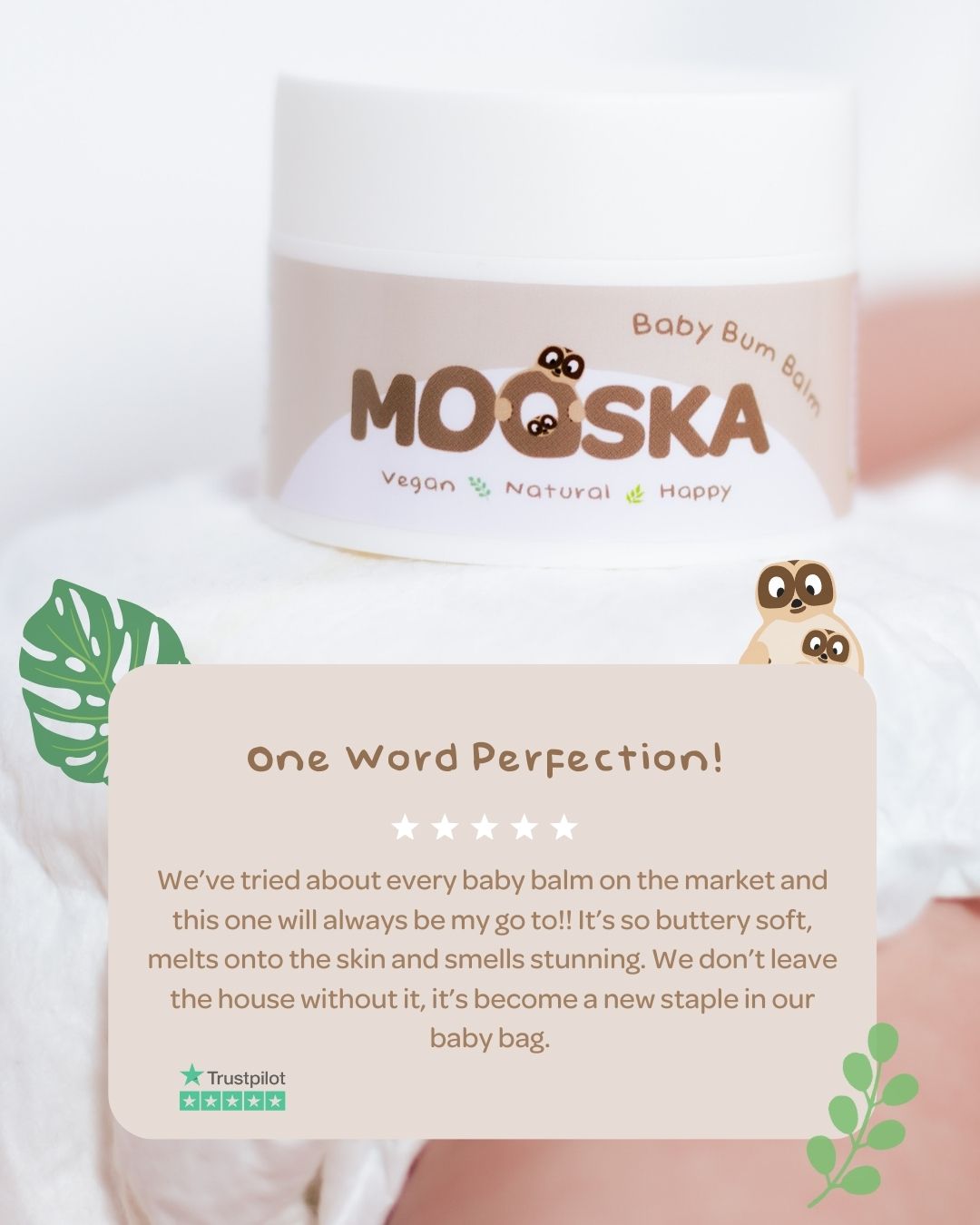 Baby Bum Balm - Natural Nappy Rash Cream, Vegan Baby Skincare, Mooska