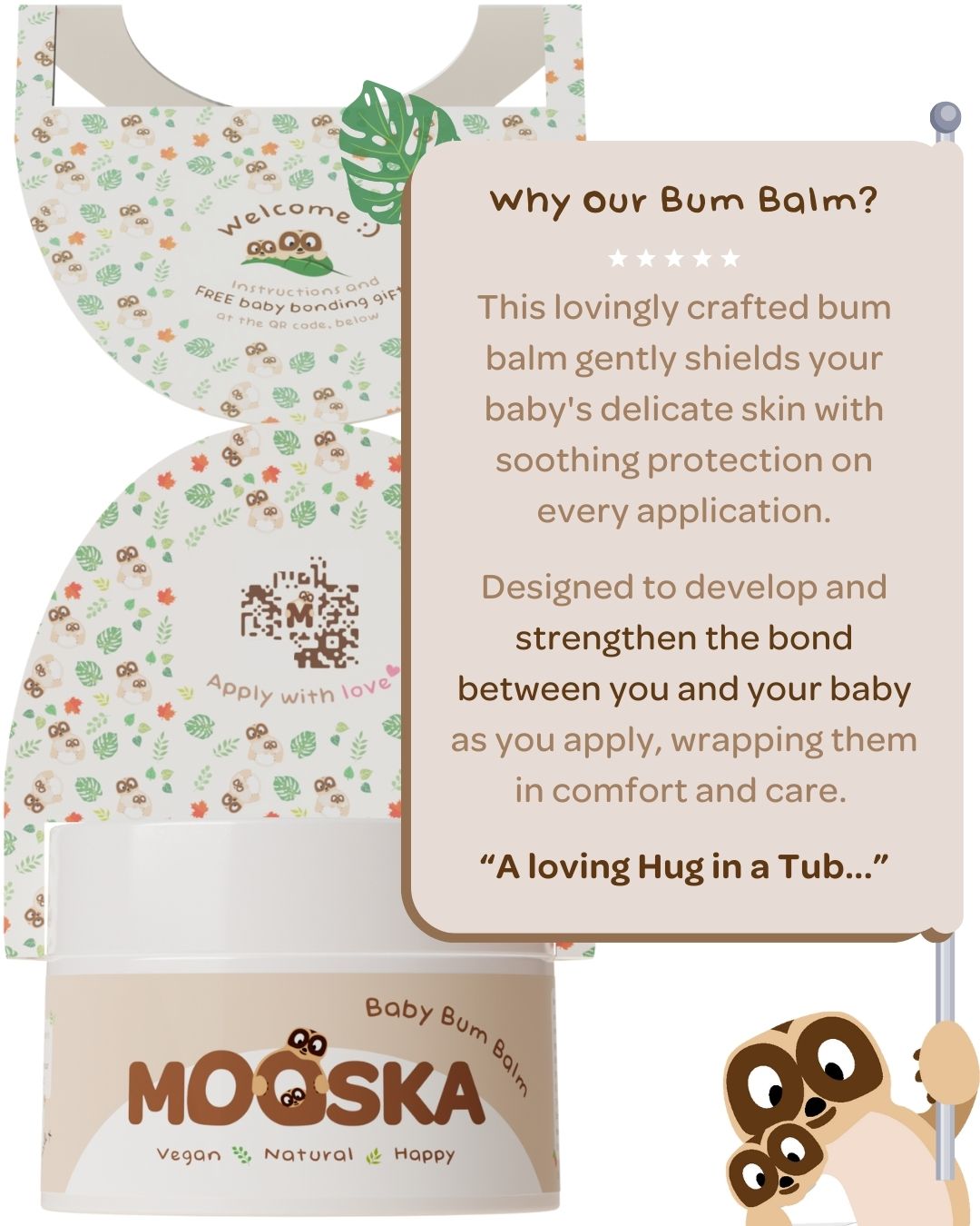 Baby Bum Balm - Natural Nappy Rash Cream, Vegan Baby Skincare, Mooska