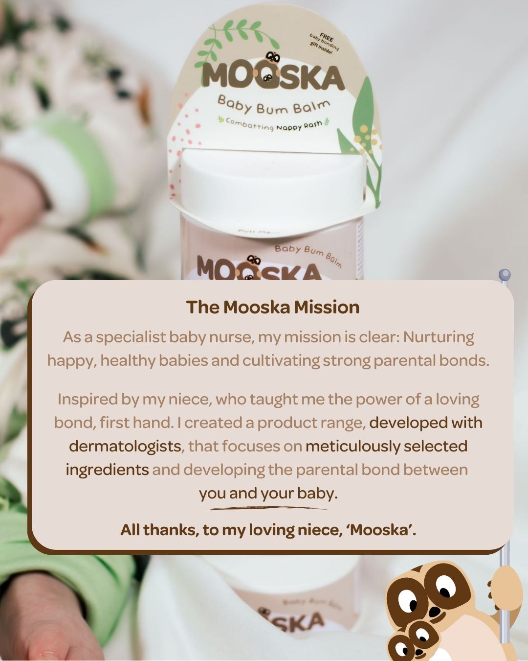 Baby Bum Balm - Natural Nappy Rash Cream, Vegan Baby Skincare, Mooska