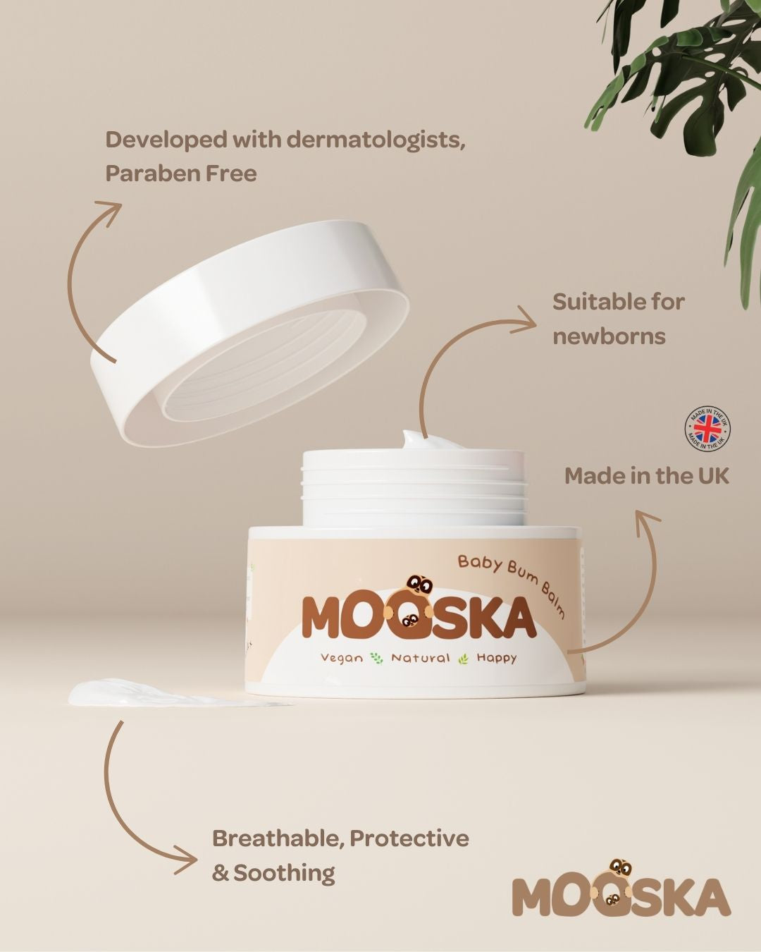 Baby Bum Balm - Natural Nappy Rash Cream, Vegan Baby Skincare, Mooska